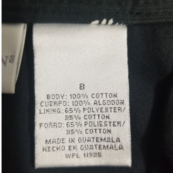 VINTAGE 1990s Worthington Black Floral Midi Skirt Size 8 Cotton Modest Church - Picture 4 of 6